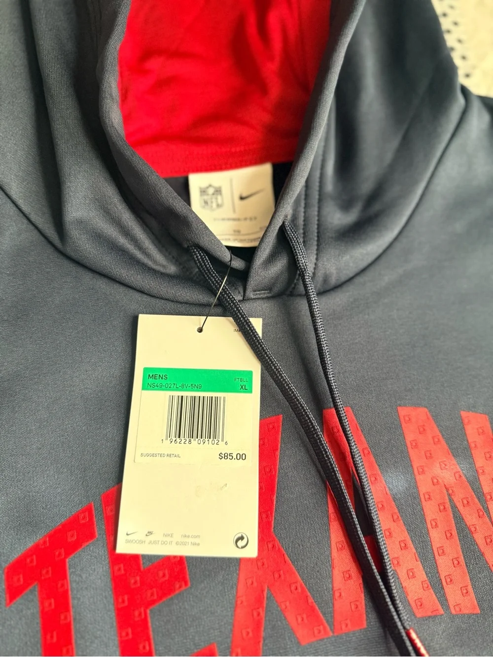 Nike Men's Navy and Red Texans Zip-Up Hoodie
